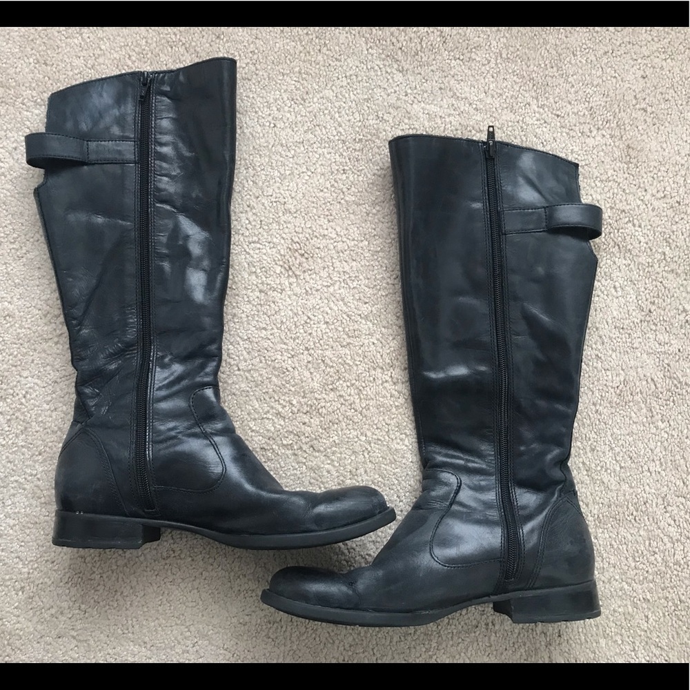 Born Lottie Black Leather Riding Boots, Size 9